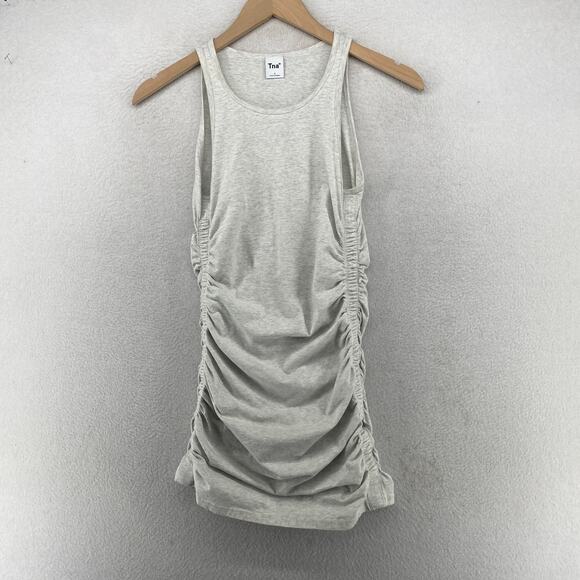 ARITZIA Dress S TNA Chill Malibu Bodycon Ruched Tank Mini Stretch Jersey Gray - Picture 1 of 12